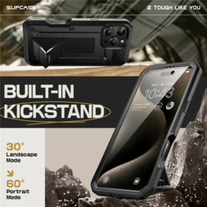 Supcase 360 Backcase hoesje met screenprotector iPhone 16 Pro - Zwart - 4