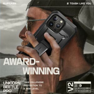 Supcase 360 Backcase hoesje met screenprotector iPhone 16 Pro - Zwart - 6