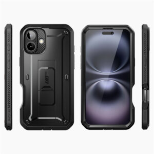 Supcase 360 Backcase hoesje met screenprotector iPhone 16 Plus - Zwart - 2