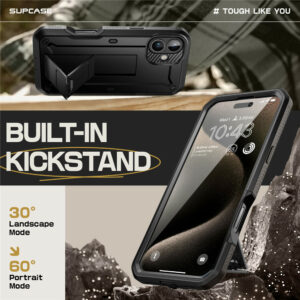 Supcase 360 Backcase hoesje met screenprotector iPhone 16 Plus - Zwart - 4