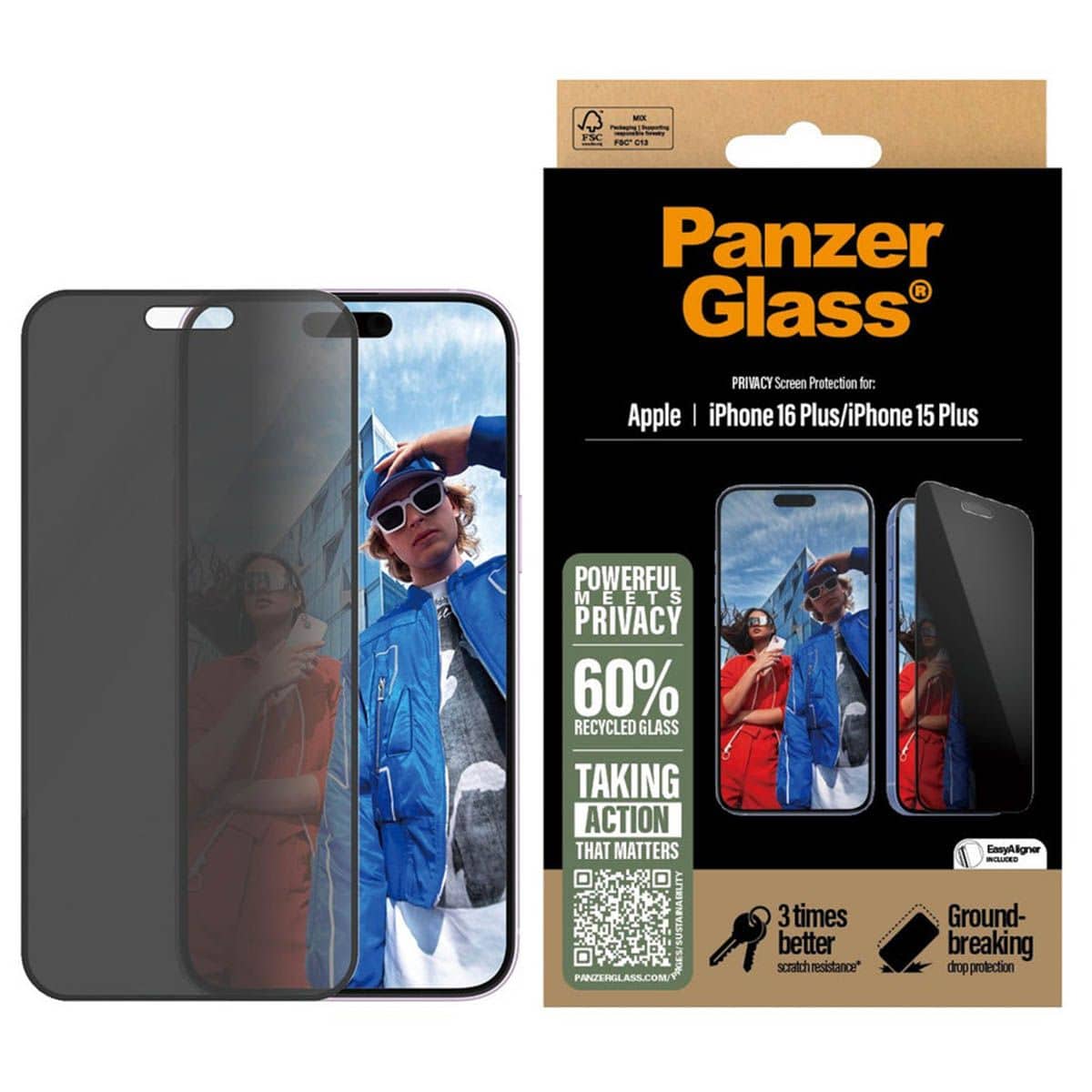 PanzerGlass Privacy Screen Protector Ultra-Wide Fit iPhone 16 Plus / iPhone 15 Plus Main Image