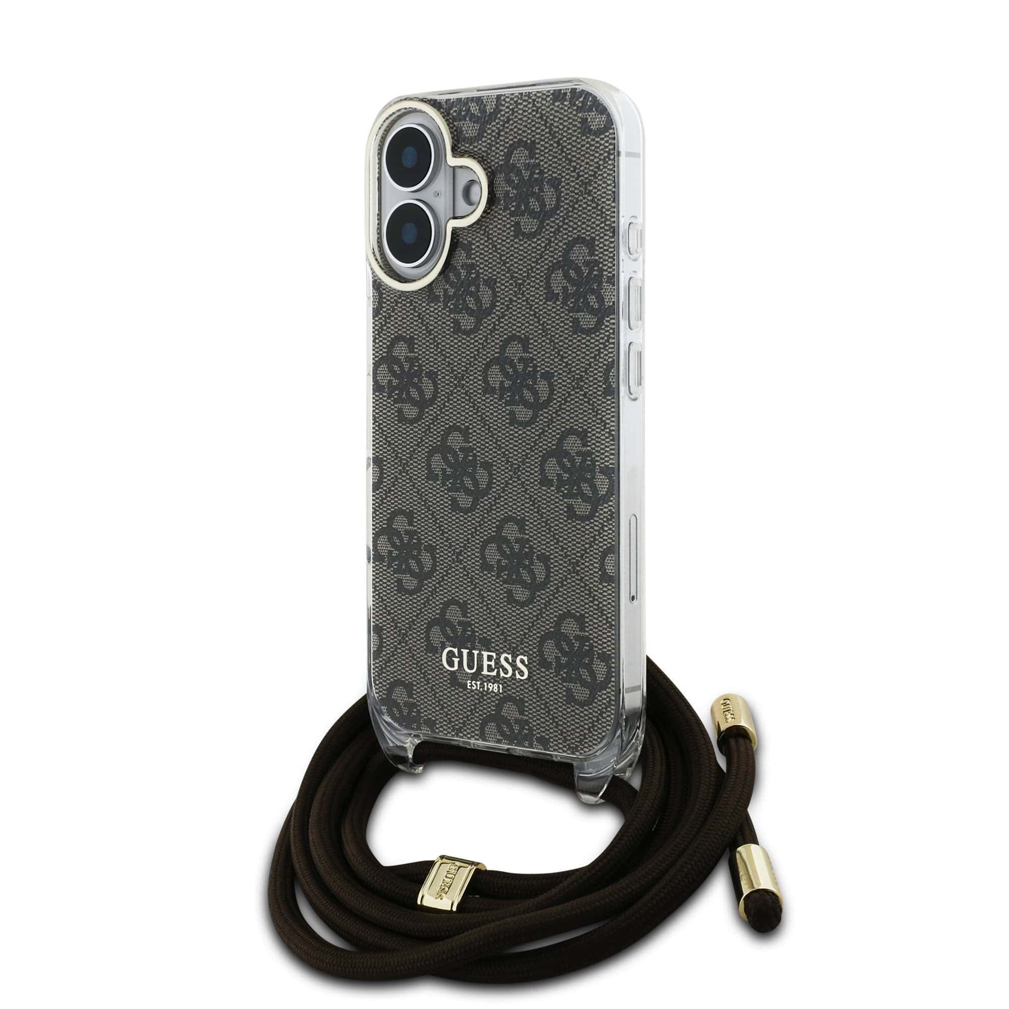 Guess IML 4G Crossbody iPhone 16 hoesje met koord - Bruin Main Image