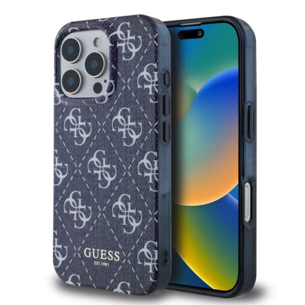 Guess IML Denim Effect iPhone 16 Pro Max hoesje met MagSafe - Blauw