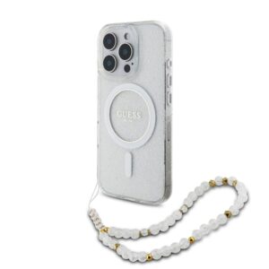Guess IML Glitter Beads iPhone 16 Pro Max hoesje met polskoord en MagSafe - Transparant Main Image