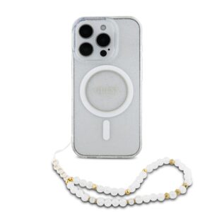 Guess IML Glitter Beads iPhone 16 Pro Max hoesje met polskoord en MagSafe - Transparant - 1