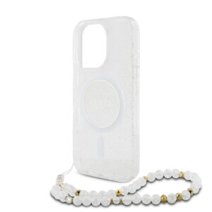 Guess IML Glitter Beads iPhone 16 Pro Max hoesje met polskoord en MagSafe - Transparant - 3