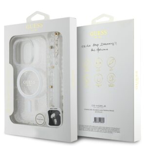 Guess IML Glitter Beads iPhone 16 Pro Max hoesje met polskoord en MagSafe - Transparant - 5