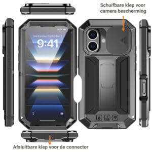 Stofdicht metalen hoes iPhone 16 Plus - Zwart - 2