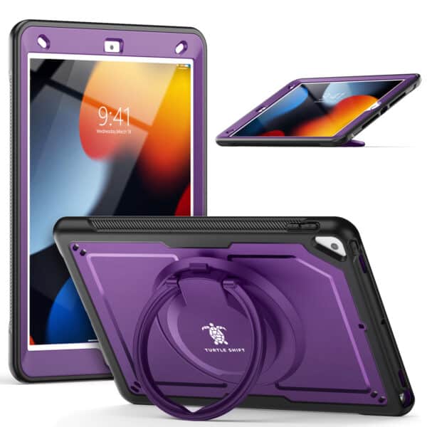 Turtle Shift Perfect Grip Hoes met screen protector iPad 9 2021 / iPad 8 2020 / iPad 7 2019 - 10.2 inch - Paars