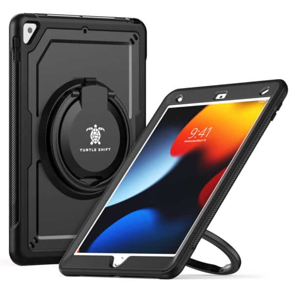 Turtle Shift Perfect Grip Hoes met screen protector iPad 9 2021 / iPad 8 2020 / iPad 7 2019 - 10.2 inch - Zwart