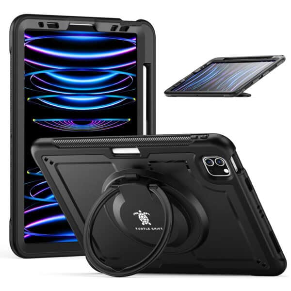 Turtle Shift Perfect Grip Hoes met screen protector iPad Air 5 / Air 4 - 10.9 inch - Zwart