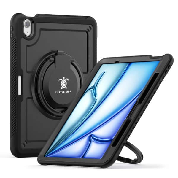 Turtle Shift Perfect Grip Hoes met screen protector iPad Air 6 (M3 en M2) - 11 inch 2024 - Zwart