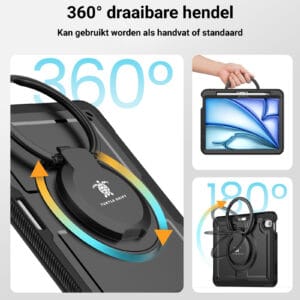 Turtle Shift Perfect Grip Hoes met screen protector iPad Air 6 (M3 en M2) - 11 inch 2024 - Zwart - 5
