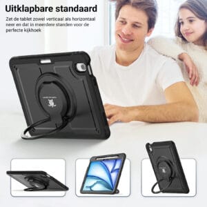Turtle Shift Perfect Grip Hoes met screen protector iPad Air 6 (M3 en M2) - 11 inch 2024 - Zwart - 6