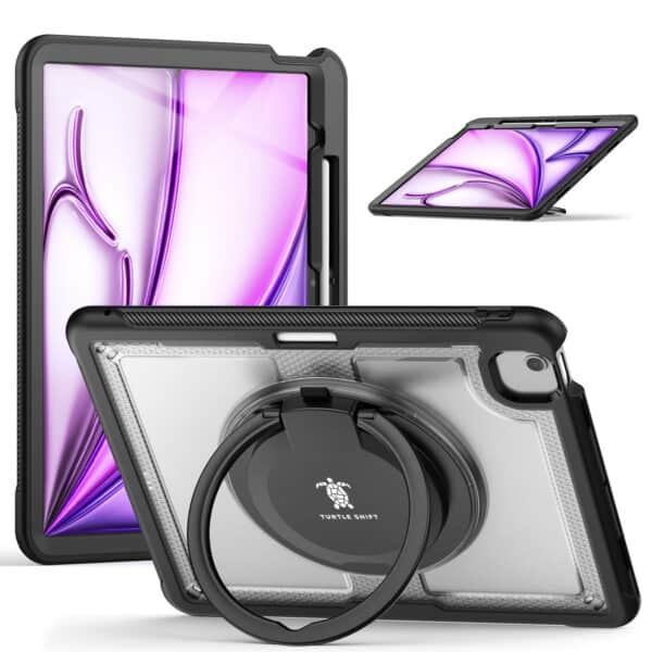 Turtle Shift Perfect Grip Hoes met screen protector iPad Air 6 (M3 en M2) - 13 inch (2025 / 2024) - Transparant