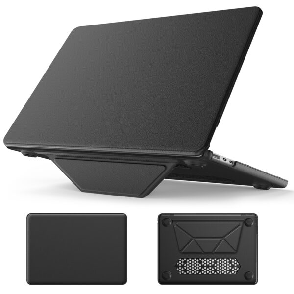 Turtle Shift vegan leer Laptopcover MacBook Air 13' inch - 2020 en 2018 - A2337 / A2179 / A1932 - Zwart