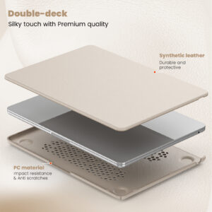Turtle Shift vegan leer Laptopcover MacBook Air 15.3' inch - 2024 / 2023 - A2941/ A3114 - Beige - 1