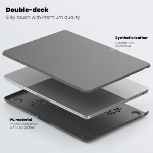 Turtle Shift vegan leer Laptopcover MacBook Air 15.3' inch - 2024 / 2023 - A2941/ A3114 - Grijs - 1