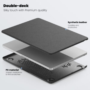 Turtle Shift vegan leer Laptopcover MacBook Air 15.3' inch - 2024 / 2023 - A2941/ A3114 - Zwart - 1
