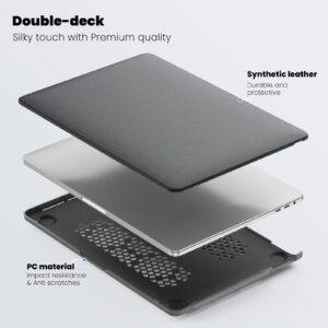 Turtle Shift vegan leer Laptopcover MacBook Pro 13' inch - 2022 / 2020 / 2018 - A2338 / A2289 / A2251 / A2159 / A1989 / A1706 / A1708 - Grijs - 1