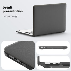 Turtle Shift vegan leer Laptopcover MacBook Pro 13' inch - 2022 / 2020 / 2018 - A2338 / A2289 / A2251 / A2159 / A1989 / A1706 / A1708 - Grijs - 2