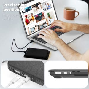 Turtle Shift vegan leer Laptopcover MacBook Pro 13' inch - 2022 / 2020 / 2018 - A2338 / A2289 / A2251 / A2159 / A1989 / A1706 / A1708 - Grijs - 7
