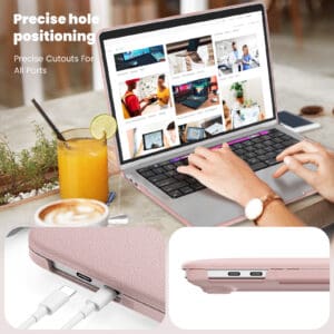 Turtle Shift vegan leer Laptopcover MacBook Pro 13' inch - 2022 / 2020 / 2018 - A2338 / A2289 / A2251 / A2159 / A1989 / A1706 / A1708 - Roze - 7