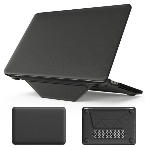 Turtle Shift vegan leer Laptopcover MacBook Pro 13' inch - 2022 / 2020 / 2018 - A2338 / A2289 / A2251 / A2159 / A1989 / A1706 / A1708 - Zwart