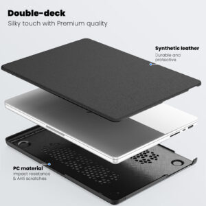 Turtle Shift vegan leer Laptopcover MacBook Pro 14' inch - 2023 / 2021 - A2442 / A2779 / A2918 / A2992 - Grijs - 1
