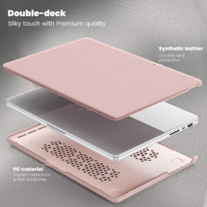 Turtle Shift vegan leer Laptopcover MacBook Pro 14' inch - 2023 / 2021 - A2442 / A2779 / A2918 / A2992 - Roze - 1