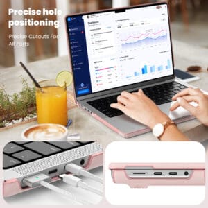 Turtle Shift vegan leer Laptopcover MacBook Pro 14' inch - 2023 / 2021 - A2442 / A2779 / A2918 / A2992 - Roze - 7