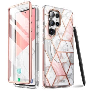 Cosmo 360 hoesje met screenprotector geschikt voor Samsung S25 Ultra - Marmer Main Image