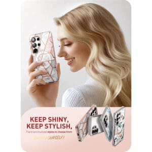 Cosmo 360 hoesje met screenprotector geschikt voor Samsung S25 Ultra - Marmer - 9