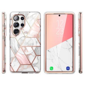 Cosmo 360 hoesje met screenprotector geschikt voor Samsung S25 Ultra - Marmer - 1