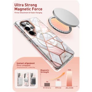 Cosmo 360 hoesje met screenprotector geschikt voor Samsung S25 Ultra - Marmer - 3