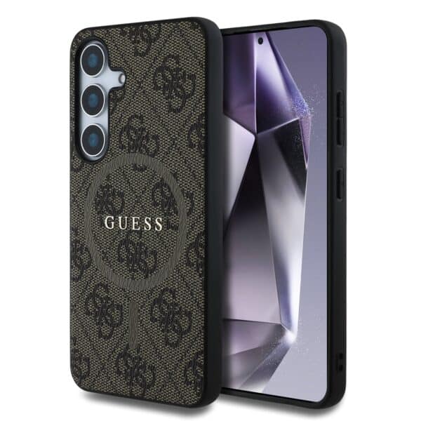Guess PU Leer 4G Logo met MagSafe Samsung Galaxy S25 - Bruin