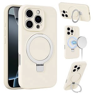 Siliconen hoesje iPhone 16 Pro geschikt voor MagSafe - Beige Main Image