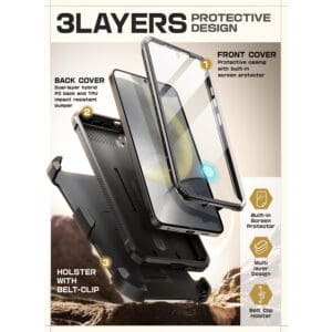 Supcase UB Pro hoesje geschikt voor Samsung Galaxy S25 Plus - Met en zonder screen protector - Zwart - 4