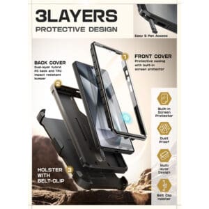 Supcase UB Pro hoesje geschikt voor Samsung Galaxy S25 Ultra - Met en zonder screen protector - Zwart - 4