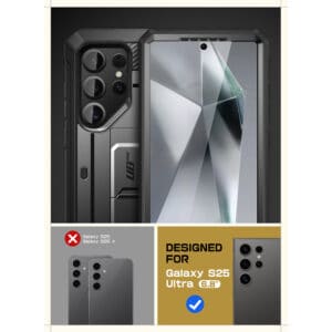 Supcase UB Pro hoesje geschikt voor Samsung Galaxy S25 Ultra - Met en zonder screen protector - Zwart - 8