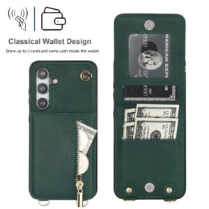 Solidenz Fashion Portemonnee hoesje met koord Samsung Galaxy S25 - Groen - 2