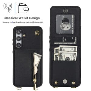 Solidenz Fashion Portemonnee hoesje met koord Samsung Galaxy S25 - Zwart - 2