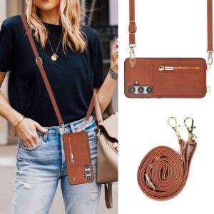 Solidenz Fashion Portemonnee hoesje met koord Samsung Galaxy S24 FE - Bruin - 4