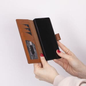 Solidenz Moda Book Samsung Galaxy S25 Ultra echt leren hoesje - Bruin - 4