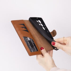 Solidenz Moda Book Samsung Galaxy S25 Ultra echt leren hoesje - Bruin - 5