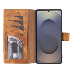 Solidenz Moda Book Samsung Galaxy S25 Ultra echt leren hoesje - Lichtbruin - 2