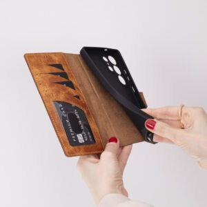 Solidenz Moda Book Samsung Galaxy S25 Ultra echt leren hoesje - Lichtbruin - 5