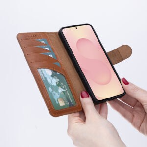 Solidenz Moda Book Samsung Galaxy A56 echt leren hoesje - Bruin - 3
