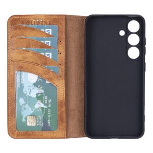 Solidenz Moda Book Samsung Galaxy A56 echt leren hoesje - Lichtbruin - 2