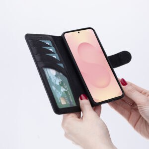 Solidenz Moda Book Samsung Galaxy A56 echt leren hoesje - Zwart - 3